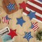 4th of July Patriotic Garland Decorations, Rustic Wooden Star Red White and Blue Garland Decor